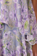 Romantic Floral Strapless High-Low Ruffle Maxi Dress