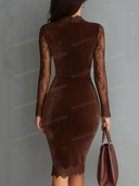 Elegant Vintage Velvet Lace Midi Dress