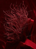 Elegant Feather Trim Velvet Midi Dress