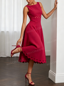 Elegant Cutout A-Line Midi Dress