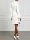 Minimalist Feather Cuff Tailored Mini Blazer Dress