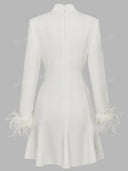 Minimalist Feather Cuff Tailored Mini Blazer Dress