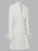 Minimalist Feather Cuff Tailored Mini Blazer Dress