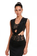 Sexy Lace Corset Top & Draped Maxi Skirt Set