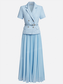 Tweed Peplum Blazer & Pleated Midi Skirt Set