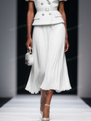 Tweed Peplum Blazer & Pleated Midi Skirt Set