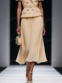 Tweed Peplum Blazer & Pleated Midi Skirt Set