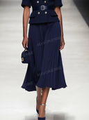 Tweed Peplum Blazer & Pleated Midi Skirt Set