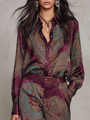 Paisley Print Shirt & Wide Leg Pants Set