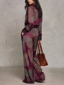 Paisley Print Shirt & Wide Leg Pants Set
