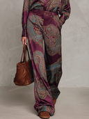Paisley Print Shirt & Wide Leg Pants Set