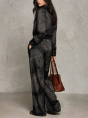 Paisley Print Shirt & Wide Leg Pants Set