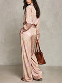 Paisley Print Shirt & Wide Leg Pants Set