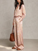 Paisley Print Shirt & Wide Leg Pants Set