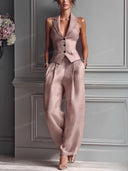 Tailored Vest & Wide Leg Pants Set