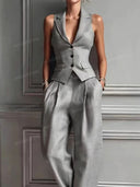 Tailored Vest & Wide Leg Pants Set