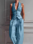 Tailored Vest & Wide Leg Pants Set