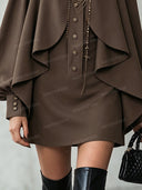 High Neck Cape Sleeve Mini Dress
