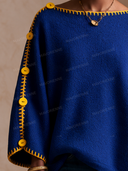 Contrast Stitch Button Detail Oversized Knit Sweater