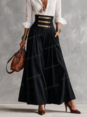Elegant Shirt Top & High Waist Maxi Skirt Two Piece Set