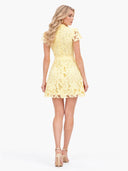 Floral Lace Cutout High Neck Mini Dress