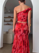 Floral Print Ruched Two-Piece Set