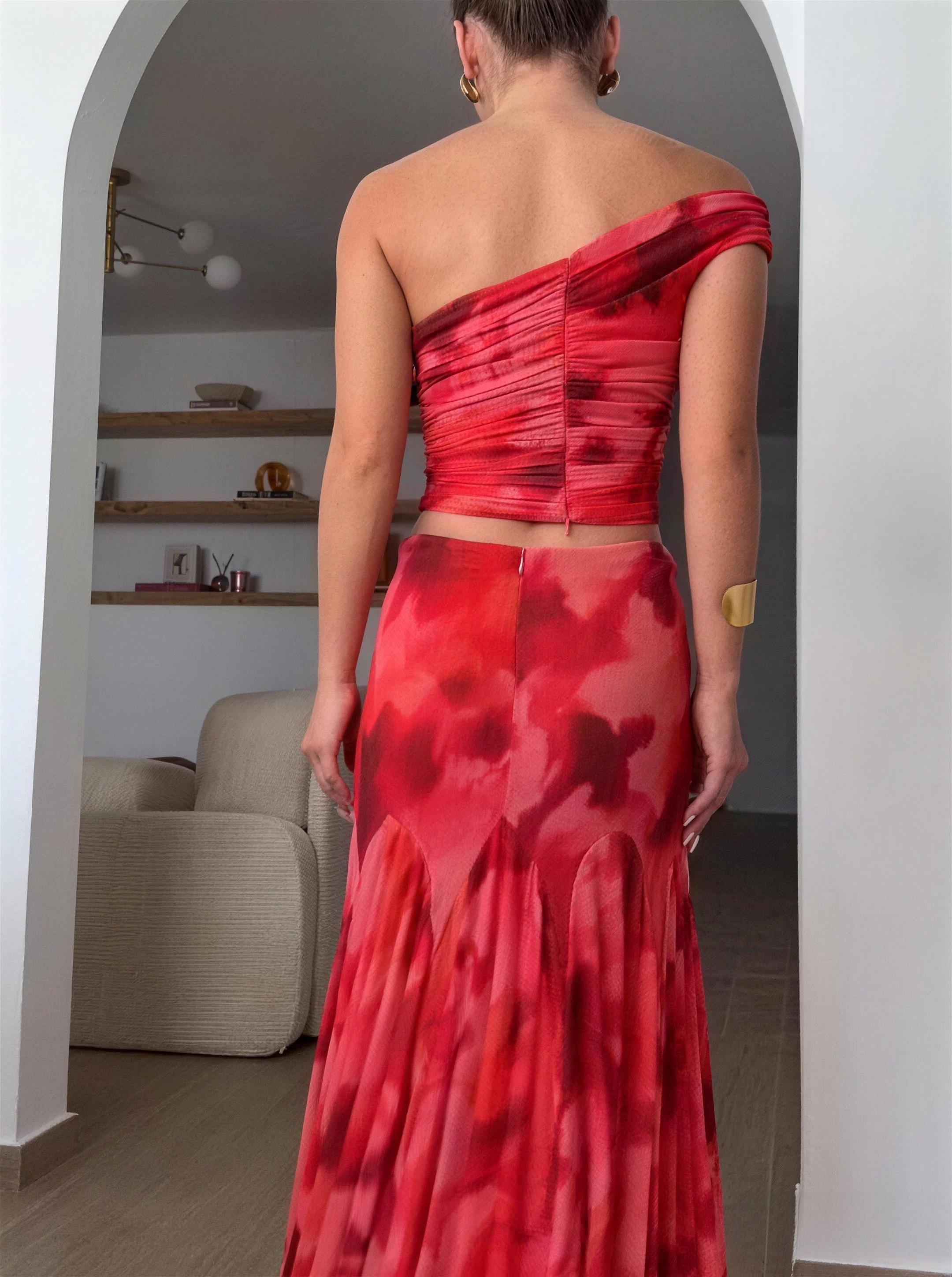 Floral Print Ruched Two-Piece Set