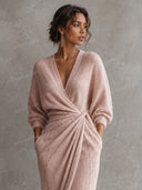 Minimalist V-Neck Knitted Maxi Dress