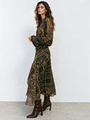 Retro Paisley Print Blouse & Asymmetric Maxi Skirt Two Piece Set