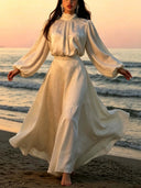 Elegant Jacquard Satin Two-Piece Skirt Set