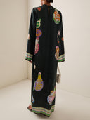 Retro Perfume Bottle Print Long Sleeve Maxi Dress