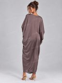 Elegant Draped Batwing Sleeve Kaftan Maxi Dress
