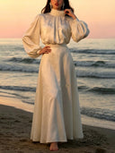 Elegant Jacquard Satin Two-Piece Skirt Set