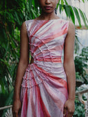 Sequin Diagonal Stripe Cut-Out Waist Maxi Dress
