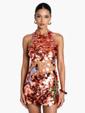 Elegant Backless Sequin Embroidered Mini Dress