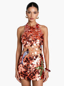 Elegant Backless Sequin Embroidered Mini Dress
