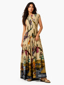 Pleated Print Maxi Dress