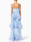 Romantic Floral Ruffle Tiered High-Low Maxi Dress