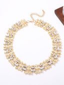 Crystal Embellished Geometric Statement Choker Necklace