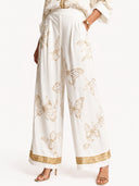 Elegant Butterfly Print Zip Shirt