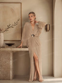 Casual Batwing Sleeve Draped Maxi Dress