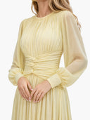 Elegant Ruched Chiffon Waist-Defined Maxi Dress
