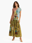 Retro Pleated Print Maxi Dress