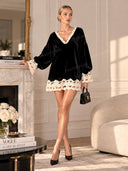 Exquisite Lace Velvet Loose Mini Dress