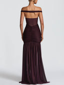 Off-The-Shoulder Mesh Maxi Dress