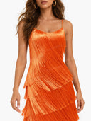Elegant One-Shoulder Backless Tiered Fringe Maxi Dress