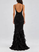 Sexy Layered Ruffle Chiffon Mermaid Maxi Dress
