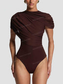 Sexy Ruched Draped Top & Mini Skirt Two Piece Set
