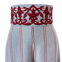 Embroidered Stripe Shirt & Flared Pants Two-Piece Set