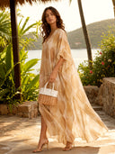 Exquisite Geometric Print Loose Batwing Kaftan Dress